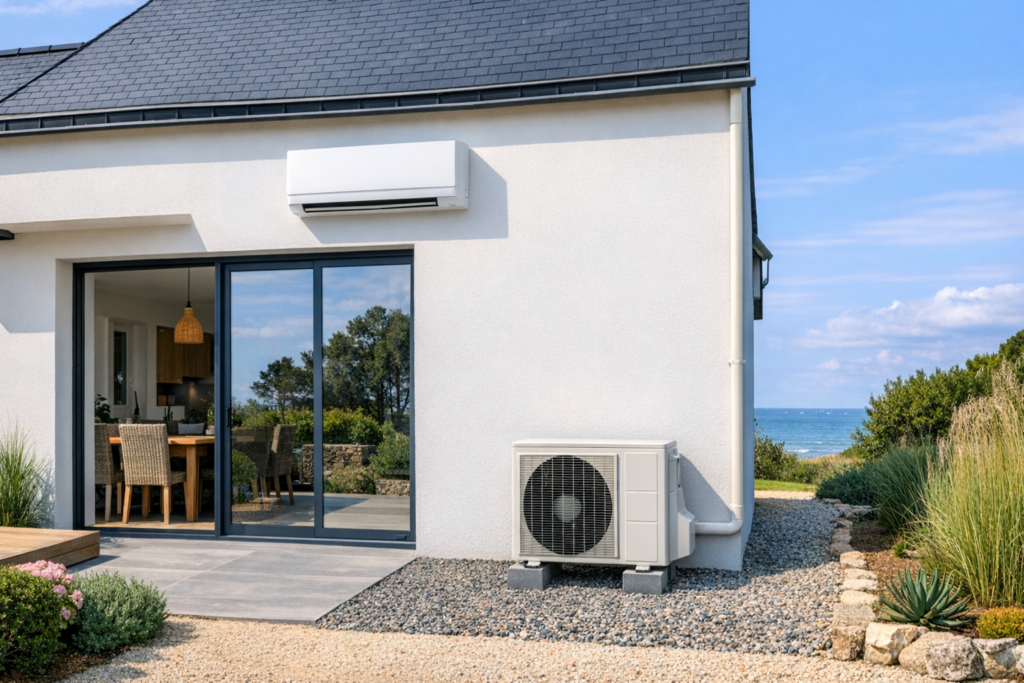 Insatallation climatiseur réversible HEIWA ZEN à Penestin