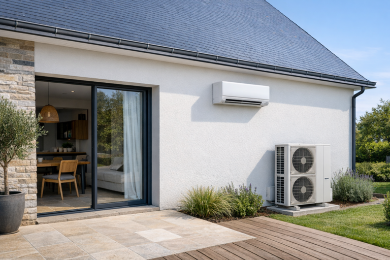 Installation d'une climatisation réversible MITSUBISHI à Férel